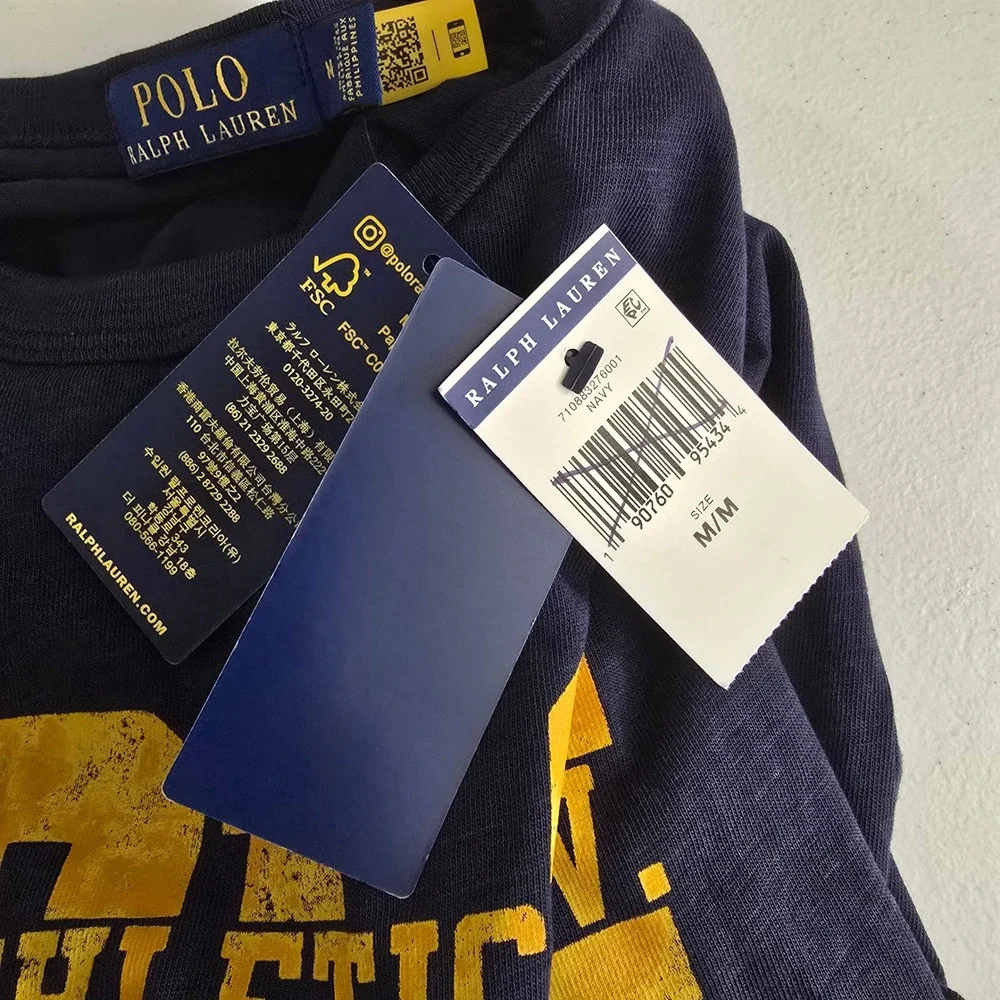 Polo Ralph Lauren Mens Graphic T-Shirt Navy Blue PRL‎ Athletic Div Size M NEW